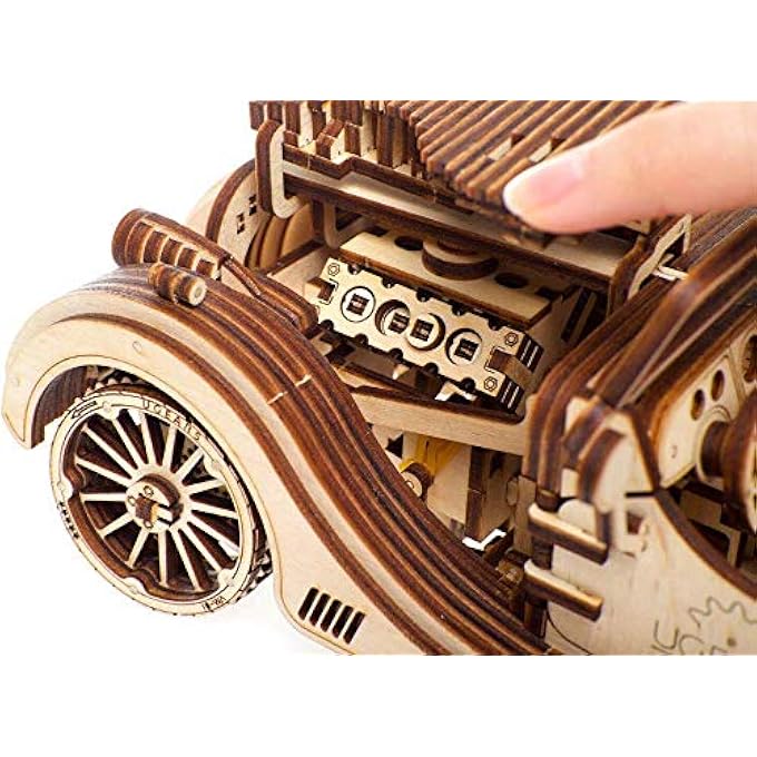 VM-01 ROADSTER VEHICLE  3D WOODEN ART DYI  FUN PROJECTS FOR ADULTS AND CHILDREN  3D MECHANICAL WORKING MODEL  PLYWOOD MATERIAL WITH TRANSMISSION INTEGRATED  GREAT GIFT FOR CAR LOVERS - Image 4